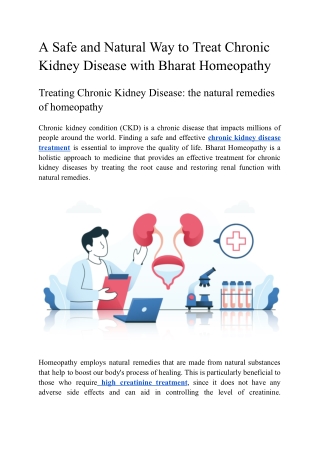 A Safe and Natural Way to Treat Chronic Kidney Disease with Bharat Homeopathy