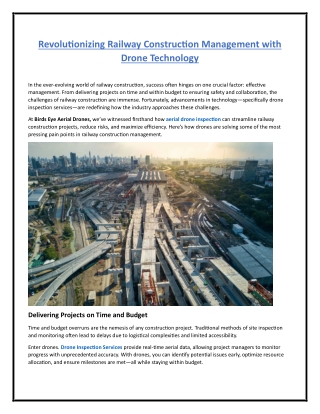 Revolutionizing Railway Construction Management with Drone Technology