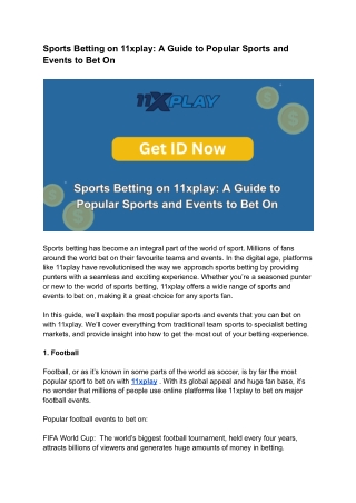 Sports Betting on 11xplay_ A Guide to Popular Sports and Events to Bet On