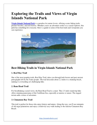 Exploring the Trails and Views of Virgin Islands National Park