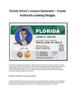 Florida Driver’s License Generator – Create Authentic-Looking Designs