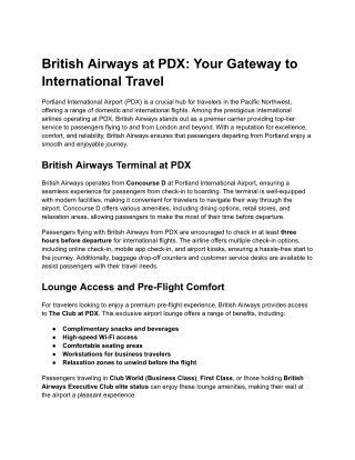 British airways at pdx