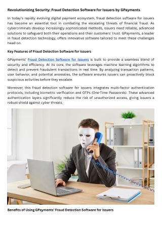 Revolutionizing Security Fraud Detection Software for Issuers by GPayments