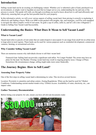 A Beginner’s Guide to Selling Your Vacant Land Successfully