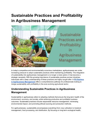 Sustainable Practices and Profitability in Agribusiness Management