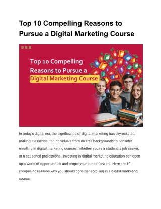 Top 10 Compelling Reasons to Pursue a Digital Marketing Course