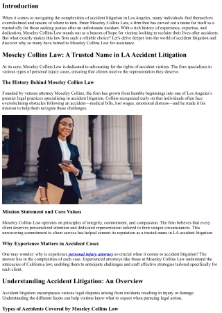 Moseley Collins Law: A Trusted Name in LA Accident Litigation