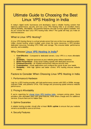 Ultimate Guide to Choosing the Best Linux VPS Hosting in India