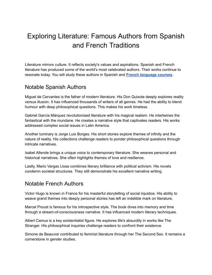 exploring literature famous authors from spanish