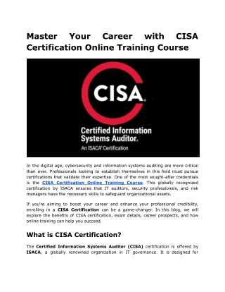 master certification online training course