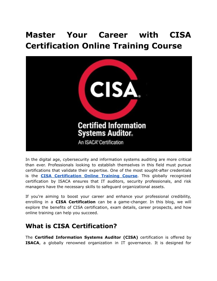 master certification online training course