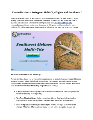 Benefits of Choosing Southwest Airlines for Multi-City Trips