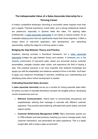 The Indispensable Value of a Sales Associate Internship for a Thriving Career-1
