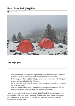 Kuari Pass Trek