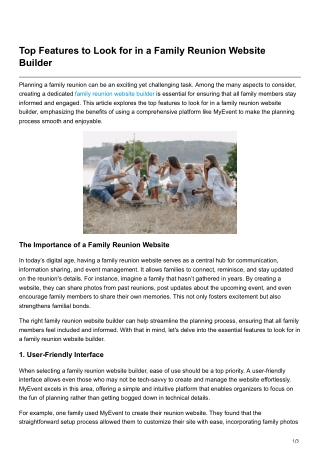 top features to look for in a family reunion