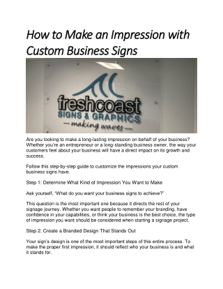 How to Make an Impression with Custom Business Signs