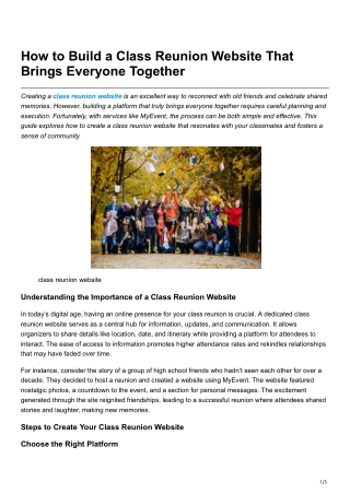 how to build a class reunion website that brings