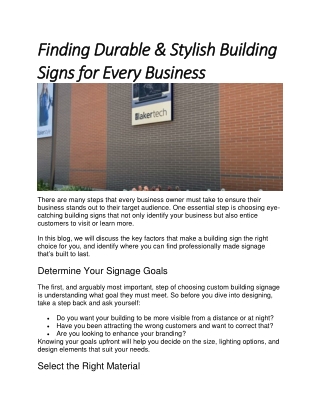 Finding Durable & Stylish Building Signs for Every Business