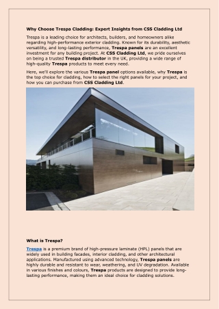 Why Choose Trespa Cladding Expert Insights from CSS Cladding Ltd