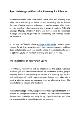 Sports Massage in Bibra Lake Recovery for Athletes