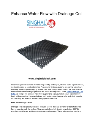 Enhance Water Flow with Drainage Cell