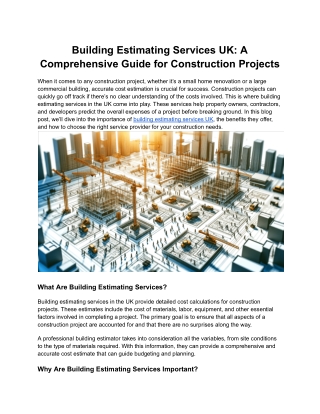 building estimating services uk a comprehensive