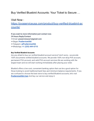 Buy Verified Bluebird Accounts With By In 2026: Secure & Reliable USA