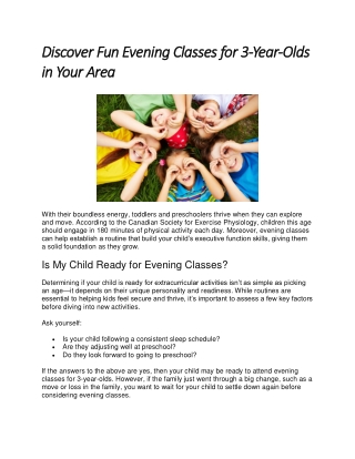 Discover Fun Evening Classes for 3-Year-Olds in Your Area