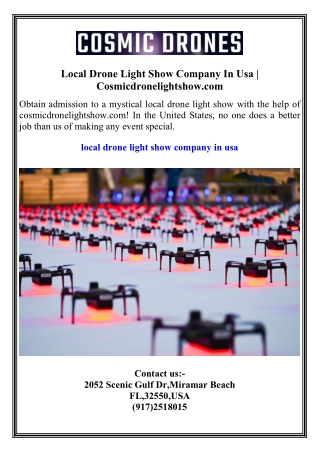 Local Drone Light Show Company In Usa  Cosmicdronelightshow.com