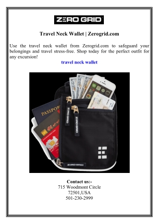 Travel Neck Wallet  Zerogrid.com
