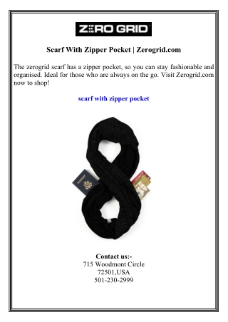 Scarf With Zipper Pocket  Zerogrid.com