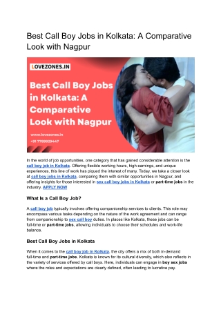 Best Call Sex Boy Jobs in Kolkata