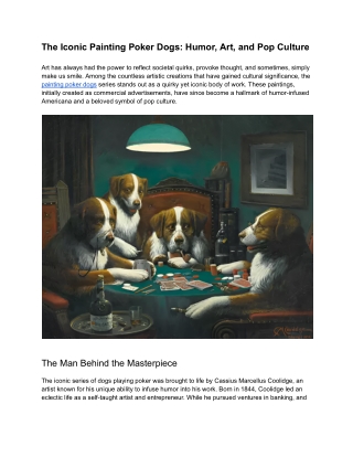 The Iconic Painting Poker Dogs_ Humor, Art, and Pop Culture