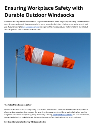 Ensuring Workplace Safety with Durable Outdoor Windsocks