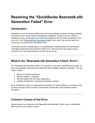 resolving the quickbooks beanstalk zlib