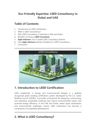 Eco-Friendly Expertise: LEED Consultancy in Dubai and UAE