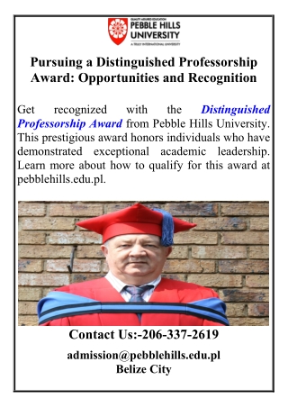 Pursuing a Distinguished Professorship Award  Opportunities and Recognition
