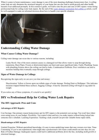 when it comes to home maintenance water damage