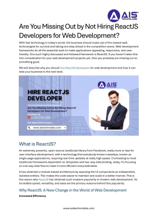 are you missing out by not hiring reactjs