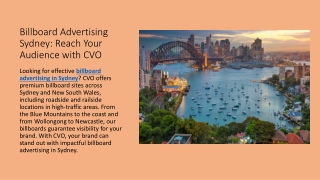 Billboard Advertising Sydney Reach Your Audience with CVO