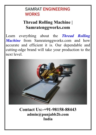 Thread Rolling Machine Samratenggworks.com