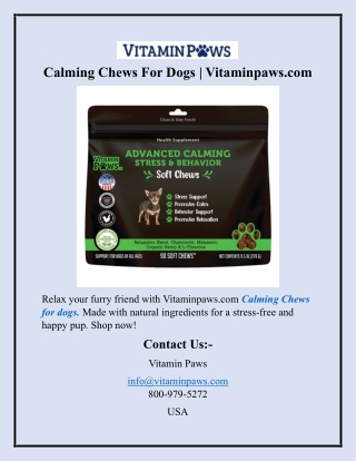 Calming Chews For Dogs Vitaminpaws.com