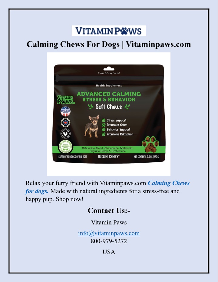 calming chews for dogs vitaminpaws com