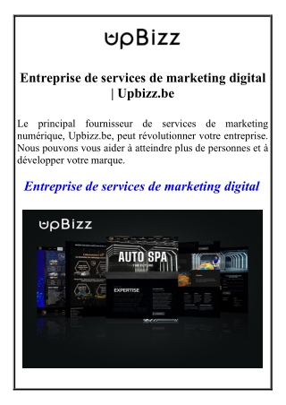 Entreprise de services de marketing digital Upbizz.be