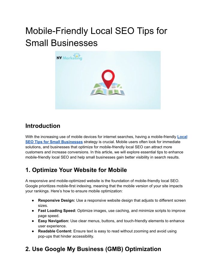 mobile friendly local seo tips for small