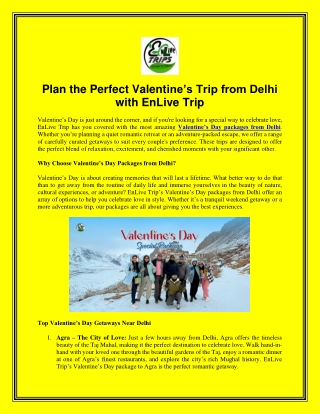 Plan the Perfect Valentine’s Trip from Delhi with EnLive Trip