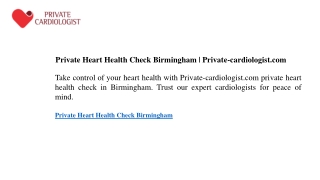 Private Heart Health Check Birmingham Private-cardiologist.com