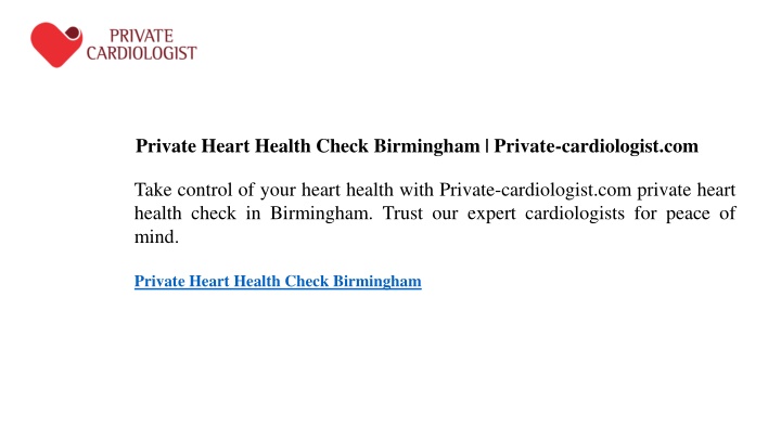 private heart health check birmingham private