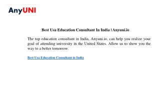 Best Usa Education Consultant In India  Anyuni.io
